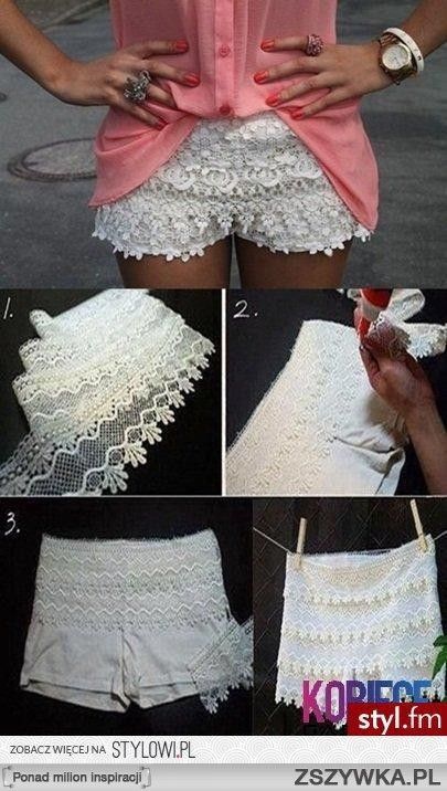 DIY – cute lace shorts out of white soffe shorts! How cool!