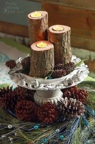 #DIY Log Tea Light Pillar Candles