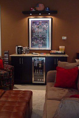 DIY Media Room Home Theater Snack Bar – The snack bar is 2 IKEA kitchen cabinets