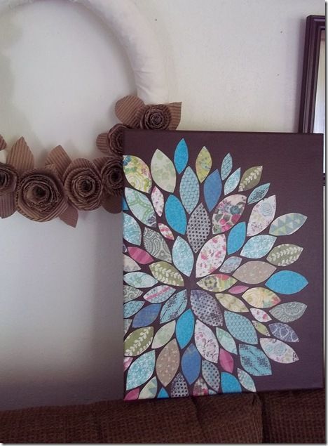 DIY Wall Art (paper and mod podge on painted canvas)