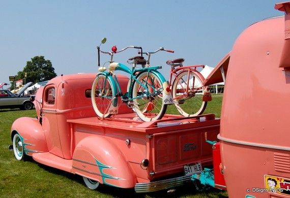 Dream On! Bubble Gum Pink Vintage Truck & Camper