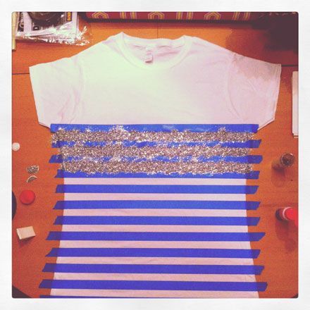 Easy DIY: How to Make A Glitter Striped Tee
