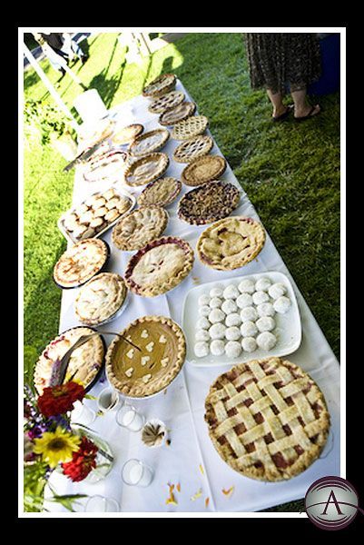Farm wedding pie table!