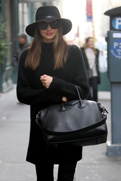 Hat/Bag Love. Chic street style on M.K.  this is the Givenchy bag that the girl