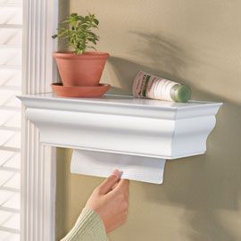 Hidden paper towel shelf