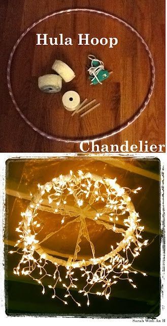 Hula Hoop chandelier to illuminate a porch, playhouse, fort or tree house