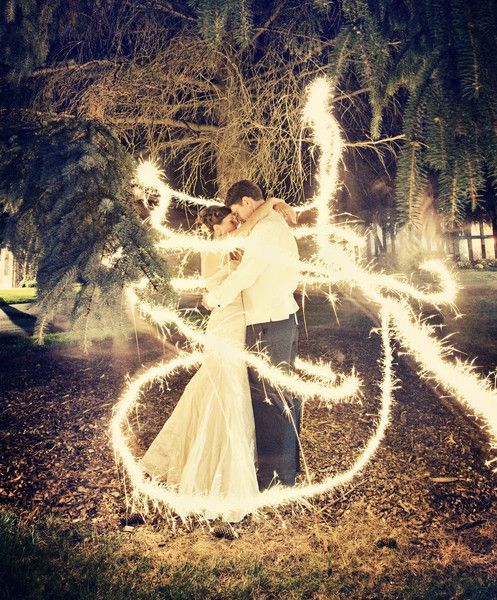 It's a long exposure shot with sparklers. All they had to do was stand there