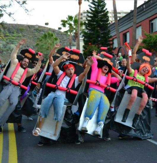 Just a few friends dressed up as a roller coaster.. Hahaha