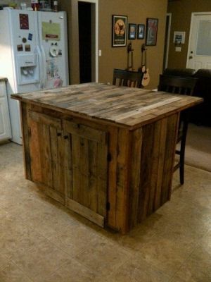 Kitchen Island from Wooden Pallet Wood