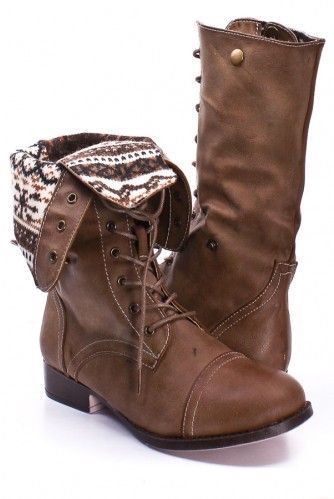 LACE UP FOLD OVER COMBAT BOOTS