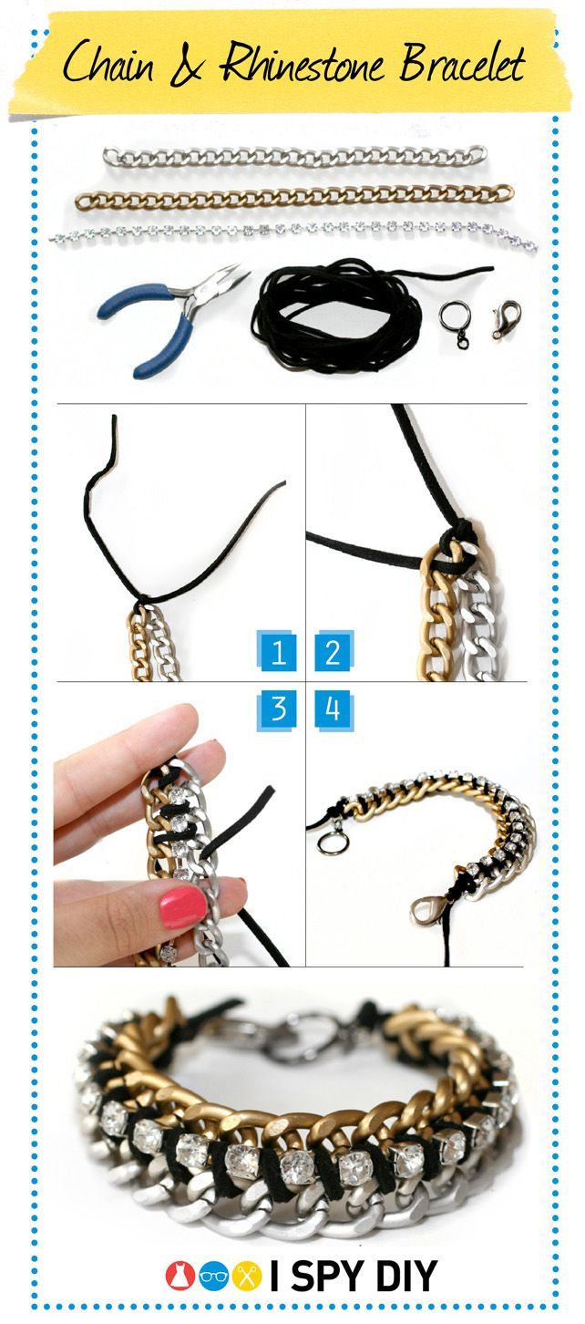 .:* L – DIY chain and Rhinestone bracelet– love this gal!! [by I Spy DIY: &quot