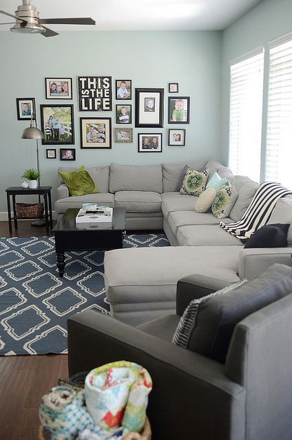 Living Room: colors, couches, and the wall.