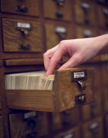 Llibrary card catalog; our only IT Department