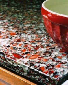 Love recycled glass for counter tops.