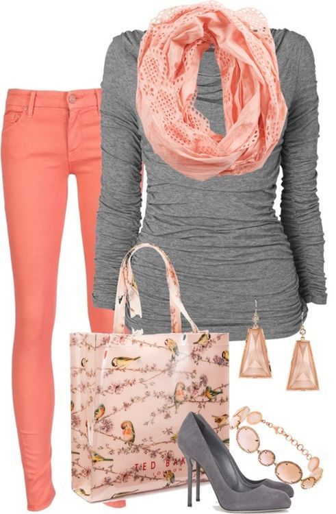 Love the coral and grey