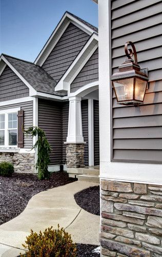 Love the gray and white with the stone.