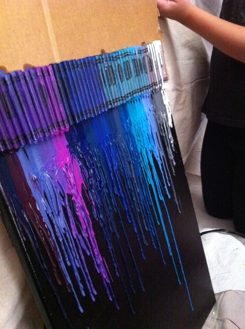 Melted crayon art! so THATS how they do it without the crayons glued to the actu