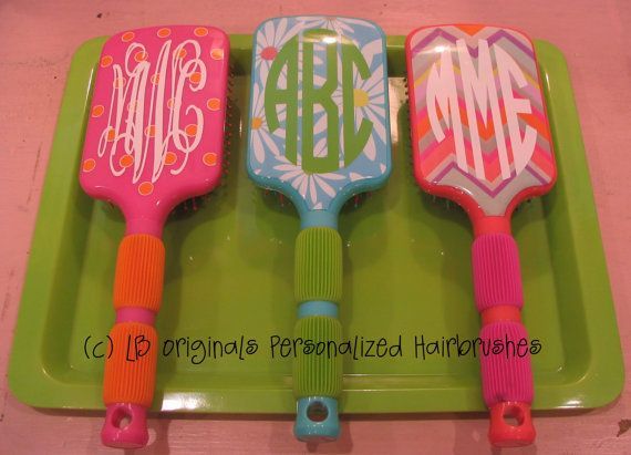 Monogrammed hairbrushes! great gift