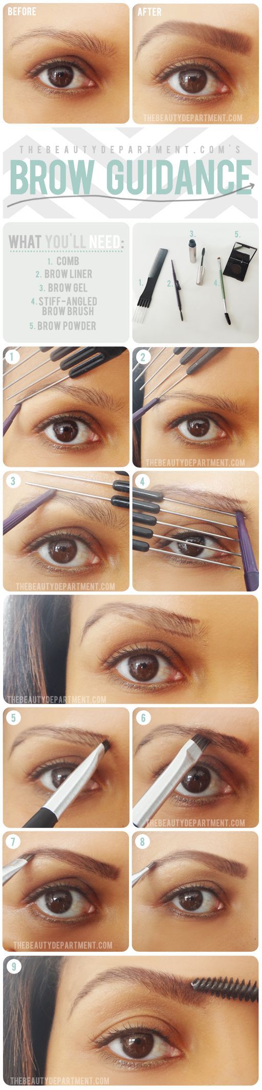 More help for brows! Grab a straight edge, outline the perimeter + shade it in!
