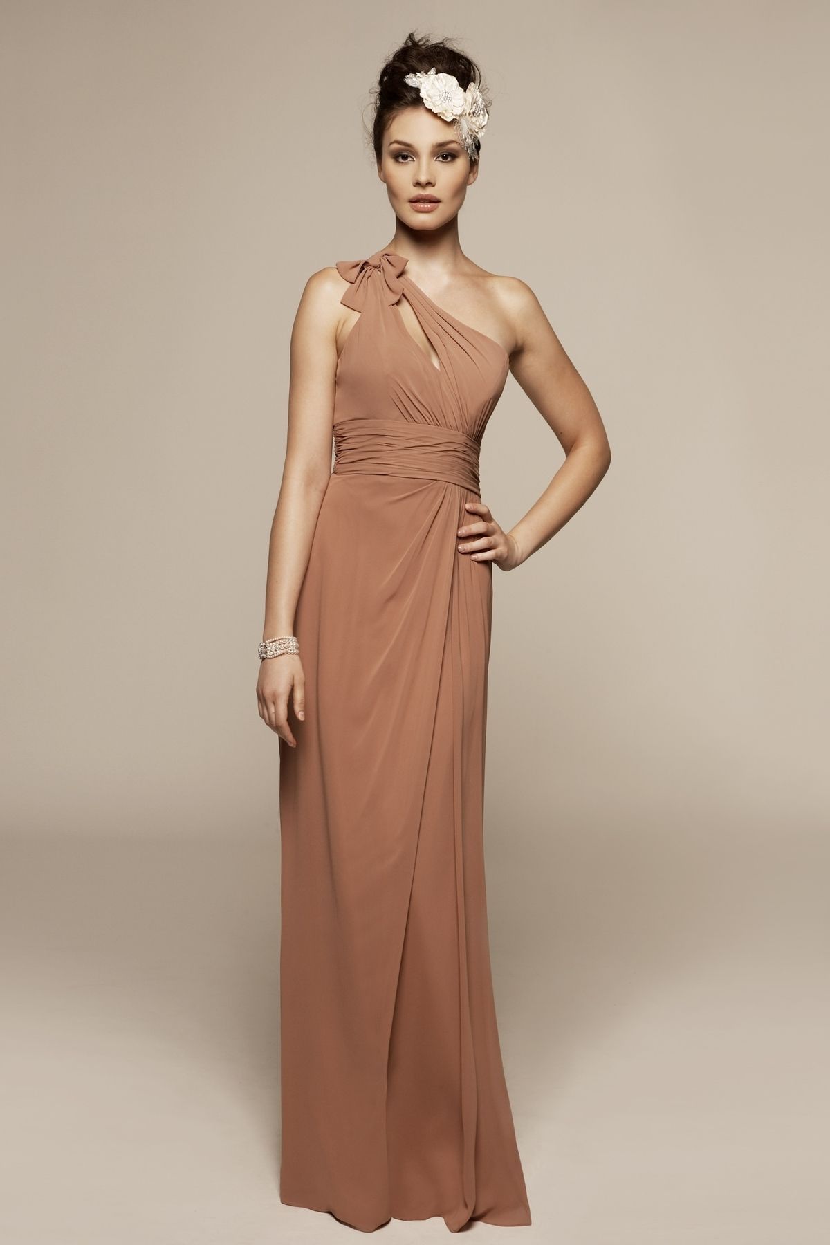 One shoulder A-line fashionable dress for women