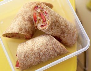 Peanut Butter Strawberry Wrap – use fruit instead of jelly to cut down on sugar