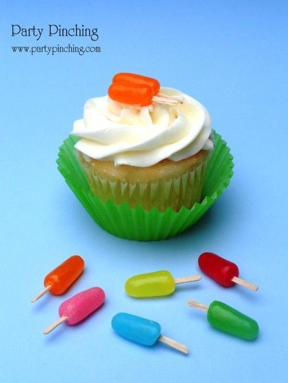 "Popsicle" Cupcake Topper made from Mike and Ike Candy and a flat toot