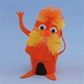 Posable Lorax Cup Craft – Children will love playing with this Lorax! Move the t