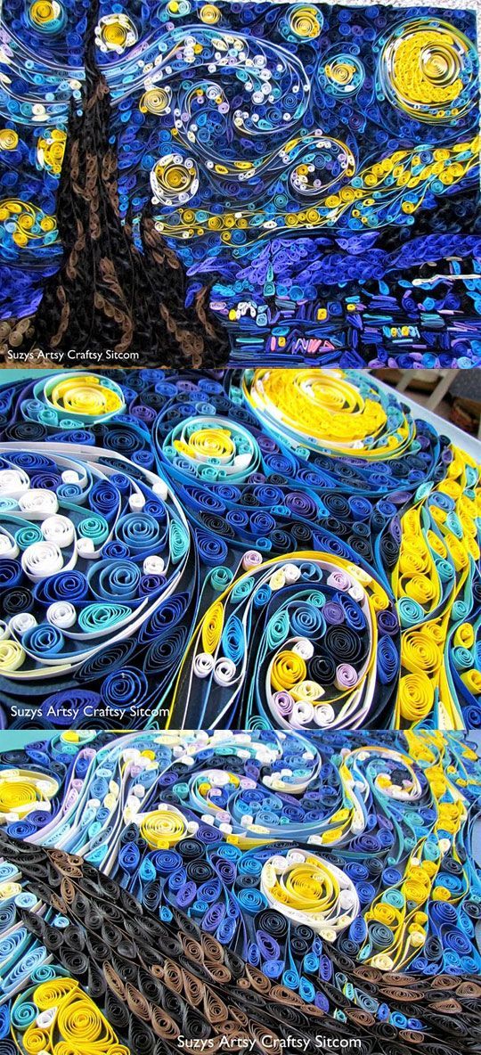 Quilled Starry Night/Suzys Artsy Craftsy Sitcom #quilling #paper crafts