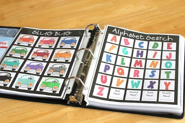 Roadtrip binders full of fun activities to give kids something to do in the car