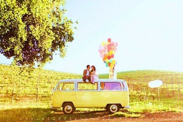 Romantic couple, vw van