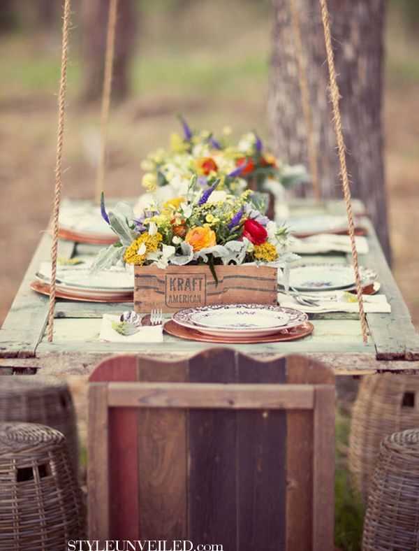 Rustic Outdoors-y Wedding Tablescape