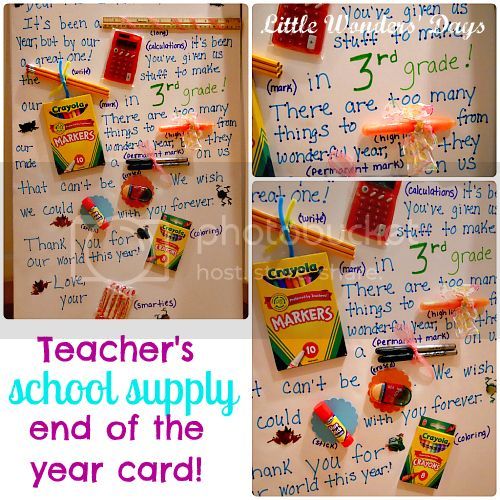 School Supply Teacher Appreciation Card from Little Wonders’ Days