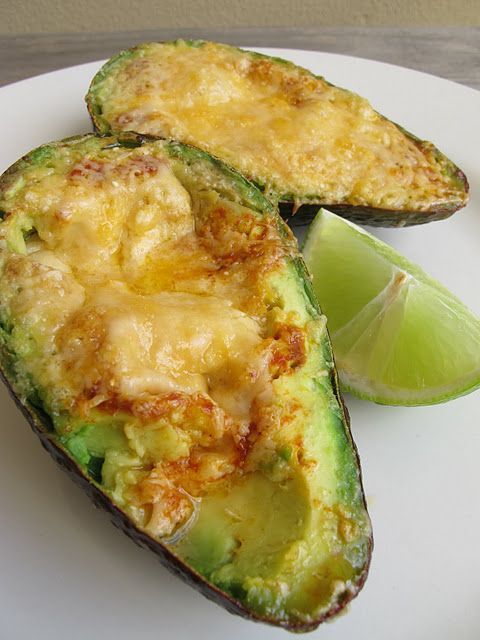 Shut the front door …these are fabulous!  Low carb. grilled avocado with melte