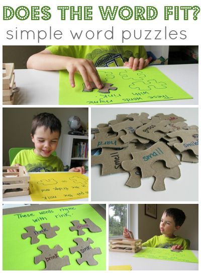 Simple word games using old puzzle pieces. Great for kindergarten!