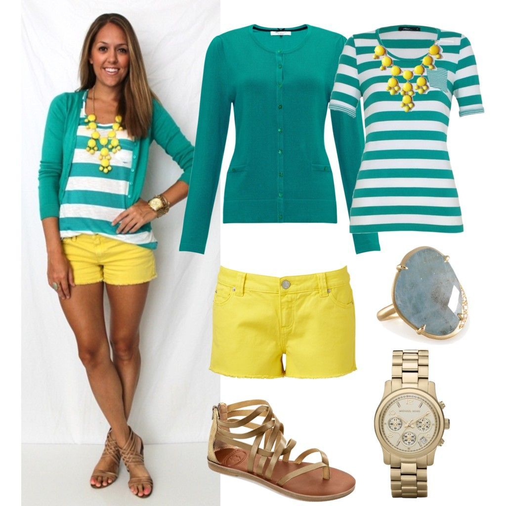 Spring / Summer outfit  Turquoise and Yellow Outfit