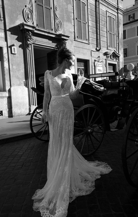 Stunning long sleeve lace wedding dress.