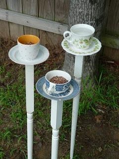 Tea Cup Bird Feeders (super inexpensive)