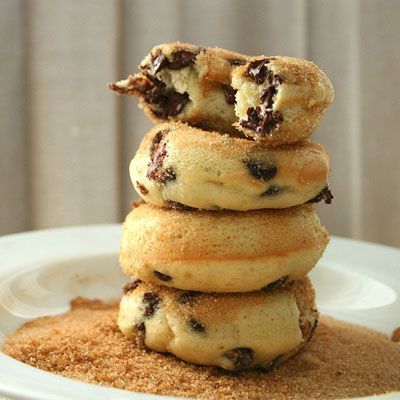 These Banana Chocolate Chip Baked Doughnuts are the perfect healthy snack for an