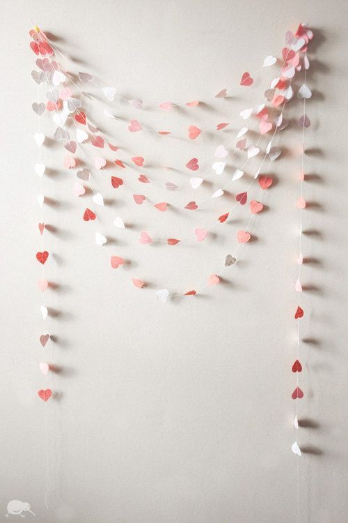 Valentine Garland, Paper Garland, 100% RECYCLED HANDMADE PAPER, Baby shower, Gir