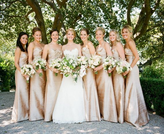 White & Champagne Wedding Colors.. love the bridemaids dresses! just maybe a
