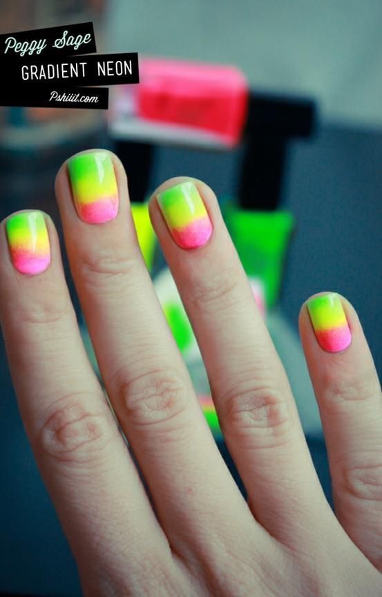 bright neon tye dye nails
