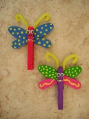 clothes pin and two wooden craft spoons. Super cool for a garden, butterfly, gir