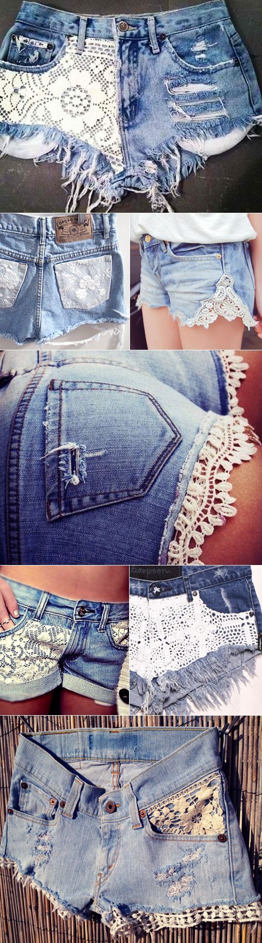 crochet shorts jeans DIY lace crafts