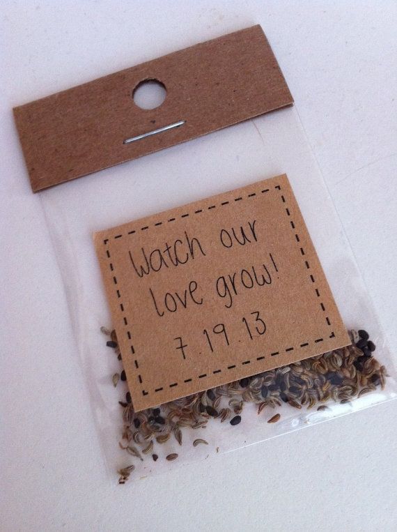 Cute wedding favor idea: "Watch our love grow" flower seeds.