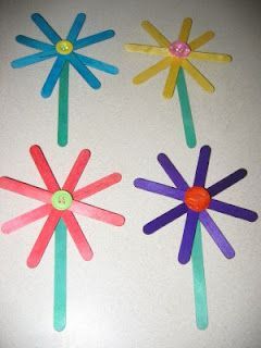 easy stick flower craft #Flower #kids #craft #spring #preschool
