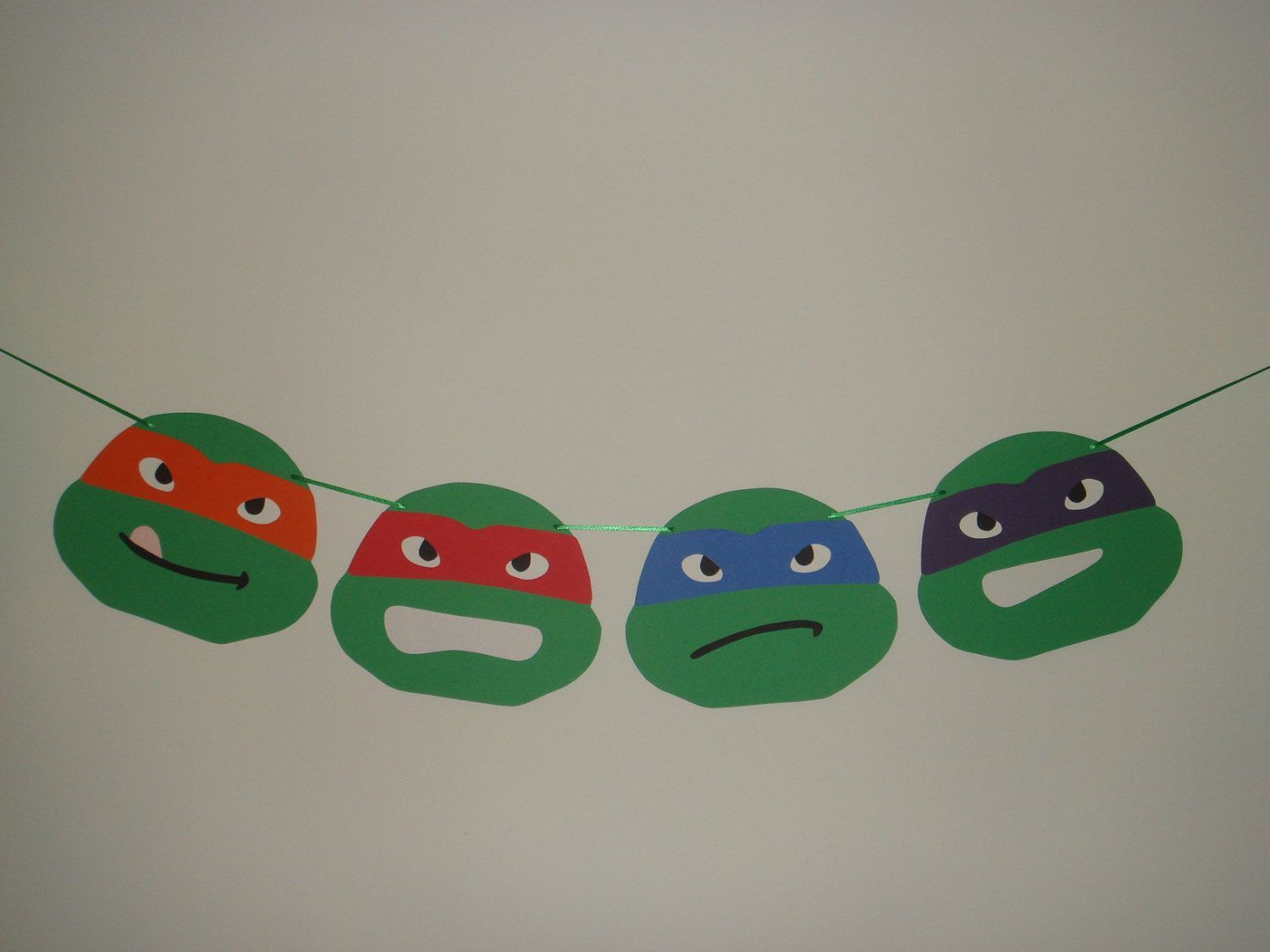 handmade Teenage Mutant Ninja Turtles birthday party banner garland decoration.