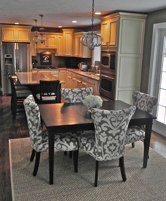 love this look for a small kitchen/dining room. LOVE the chairs