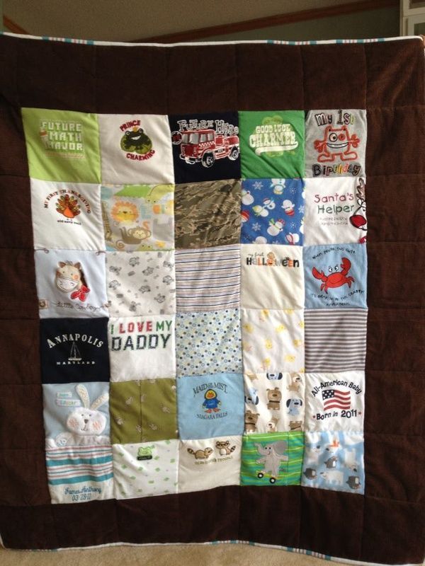 quilt made from onesies from their first year