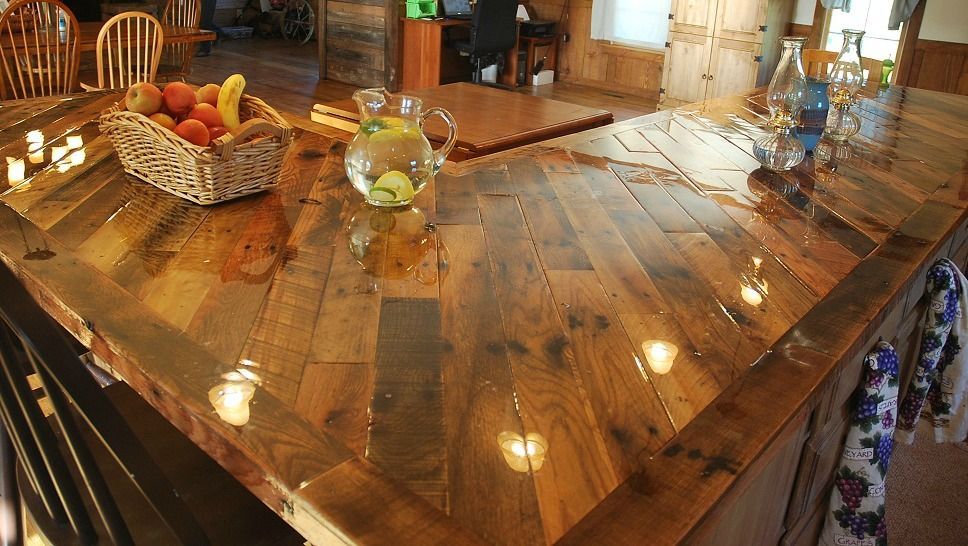 rustic-frugal, pallet counter tops. I am LOVING them!
