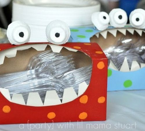tissue box monsters!! Such a cute idea for a kids Halloween party or birthday mo